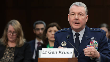 Lieutenant General Jeffrey Kruse testifies before the Senate Armed Services Committee May 2, 2024 in Washington, DC.