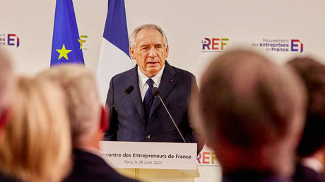 French Prime Minister Francois Bayrou in Paris, France, August 28, 2025.