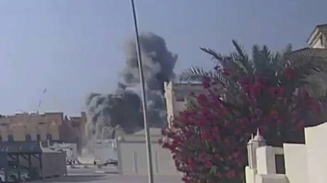 Security footage captures the moment of an Israeli strike targeting a Hamas compound in Doha, Qatar, on September 9, 2025.