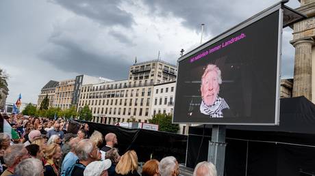 Roger Waters adresses an anti-war demostration in Berlin, Germany, on September 13, 2025.