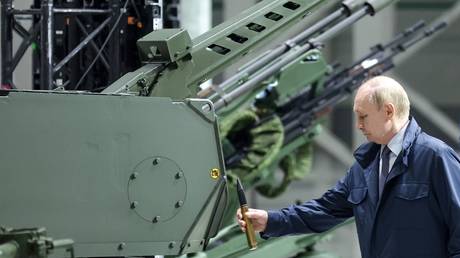 Russian President Vladimir Putin pictured at the Motovilikha Plants, Perm, Russia on September 19, 2025.