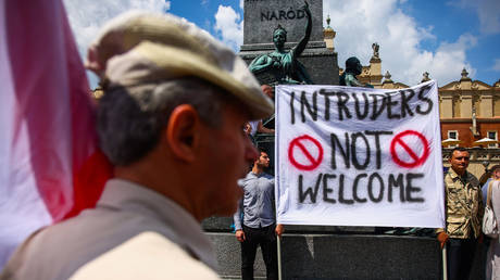 FILE PHOTO: An anti-immigration protest in Krakow, Poland.