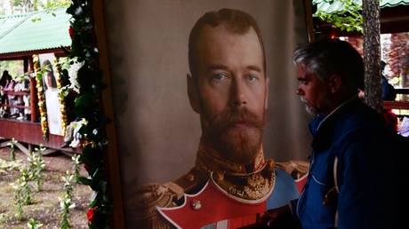 Portrait of Nikolai II at the monastery in the tract of Ganina Yama during the festival 'Royal Days', dedicated to the memory of the Romanov family, in Yekaterinburg. © Sputnik / Pavel Lisitsyn