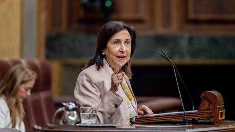 Spanish Defense Minister  Margarita Robles at the Congress of Deputies in Madrid, 18 June, 2025.