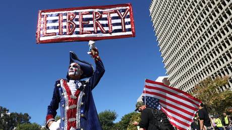 A ‘No Kings’ protest in Los Angeles, California, October 18, 2025.