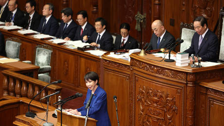 Japanese Prime Minister Sanae Takaichi at the parliament in Tokyo, October 24, 2025.