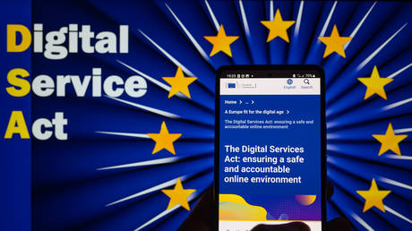 EU Digital Services Act page displayed on a smartphone.