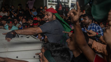 A protest to ban quotas for government jobs, Dhaka, Bangladesh, July 11, 2024.