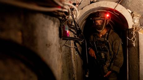 FILE PHOTO: An Israeli soldier guarding one of the underground tunnels in the Gaza Strip.