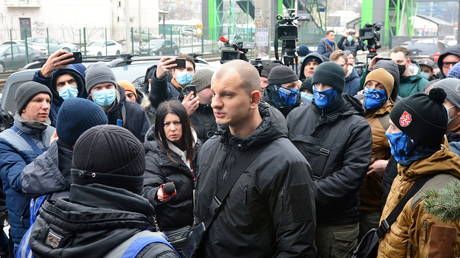 FILE PHOTO. Yevhen Karas (C) in Kiev, Ukraine.