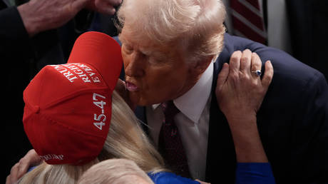 FILE PHOTO: President Donald Trump with Congresswoman Marjorie Taylor Greene at the US Capitol, Washington, DC. March 04, 2025.