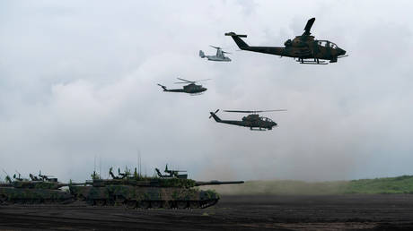 FILE PHOTO: Japan Ground Self-Defense Force (JGSDF) taking part in drills.