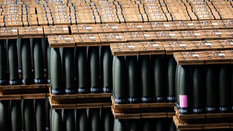 FILE PHOTO. US-made 155mm artillery shells stored at the Scranton Army Ammunition Plant in Pennsylvania, US.