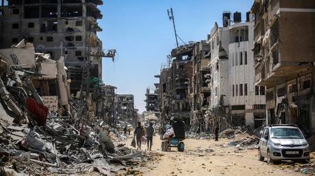 Aftermath of Israeli airstrikes in Khan Yunis, Gaza, April 13, 2024.