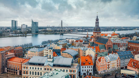 FILE PHOTO: A view over central Riga, Latvia.