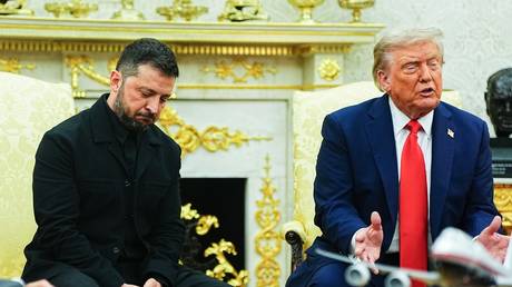 US President Donald Trump with Ukraine’s Vladimir Zelensky at the White House in Washington, DC, August 18, 2025