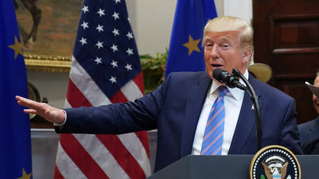 FILE PHOTO: US President Donald Trump at the White House, Washington, DC.