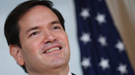 FILE PHOTO: US Secretary of State Marco Rubio during a greeting ceremony at the State Department.
