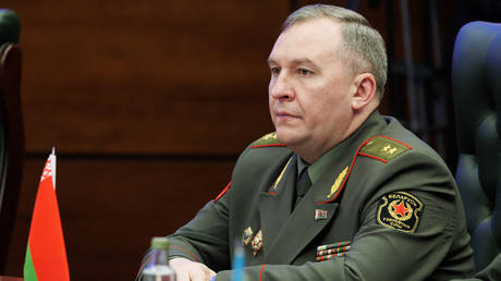 FILE PHOTO: Belarusian Defense Minister Viktor Khrenin.