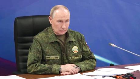Russian President Vladimir Putin holds a meeting on the situation in the special military operation zone at an auxiliary command post of the Joint Group of Forces, December 27, 2025.