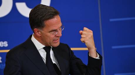 NATO Secretary General Mark Rutte speaks to the press in Bucharest, Romania, on May 13, 2026.