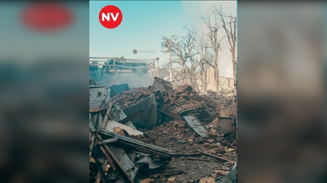 A stack of aircraft wings at a destroyed warehouse at the Dovzhenko Film Studios in Kiev, Ukraine, June 15, 2026.