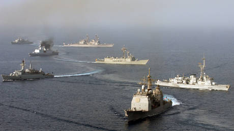 FILE PHOTO: Combined Task Force One Five Zero (CTF-150) ships in the Gulf of Oman between the Arabian Sea and the Persian Gulf